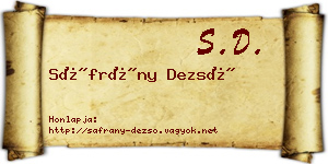 Sáfrány Dezső névjegykártya